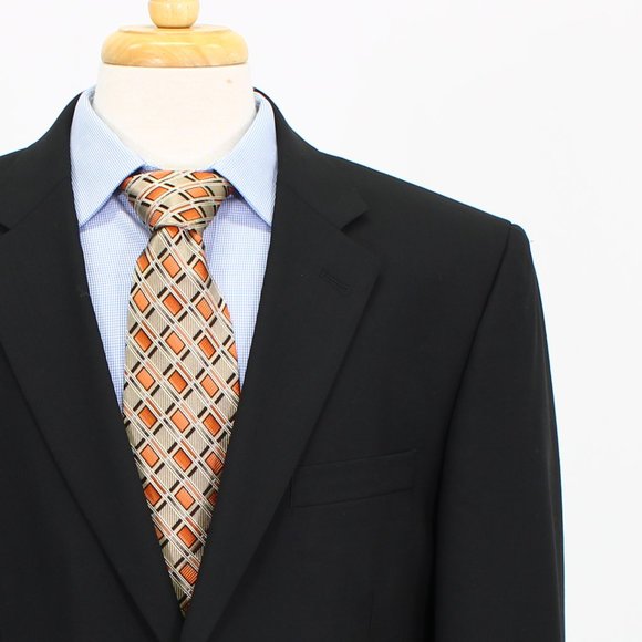 Jos. A. Bank 42S Black Two Button Wool Sport Coat Blazer Jacket V366 - Picture 5 of 11